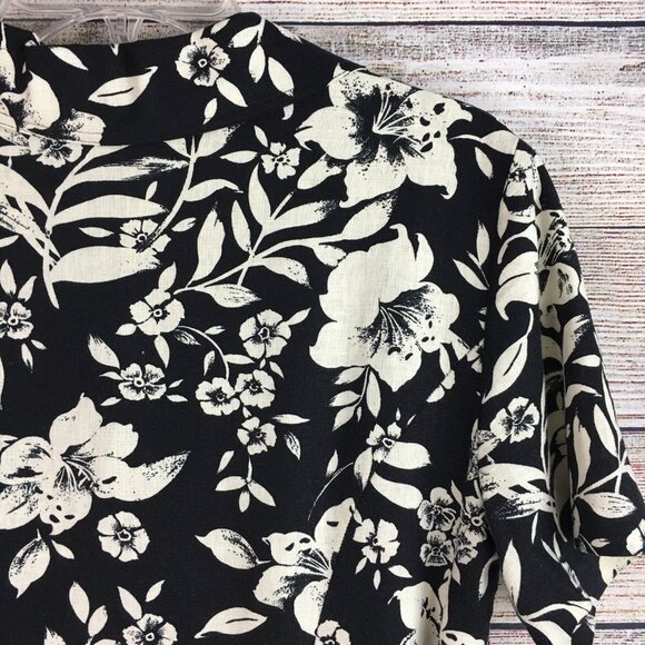 Sag Harbor Dress Linen Blend Button Front Lined Floral Women Size 8 - Picture 4 of 11